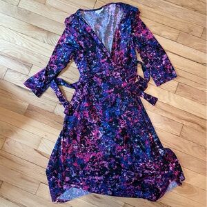Lularoe Abstract Print Wrap Dress - Black and Pink